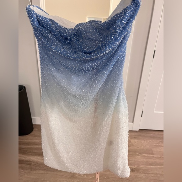 Oh Polly Dresses & Skirts - Oh Polly Embellished Strapless Mini Dress in Blue and White Ombré